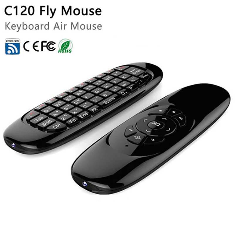 Backlight Air Mouse Recarregável Controle Remoto sem Fio Teclado para Android tv Box Computador Espanhol Russo Inglês 2.4g C120 - Imagem 6
