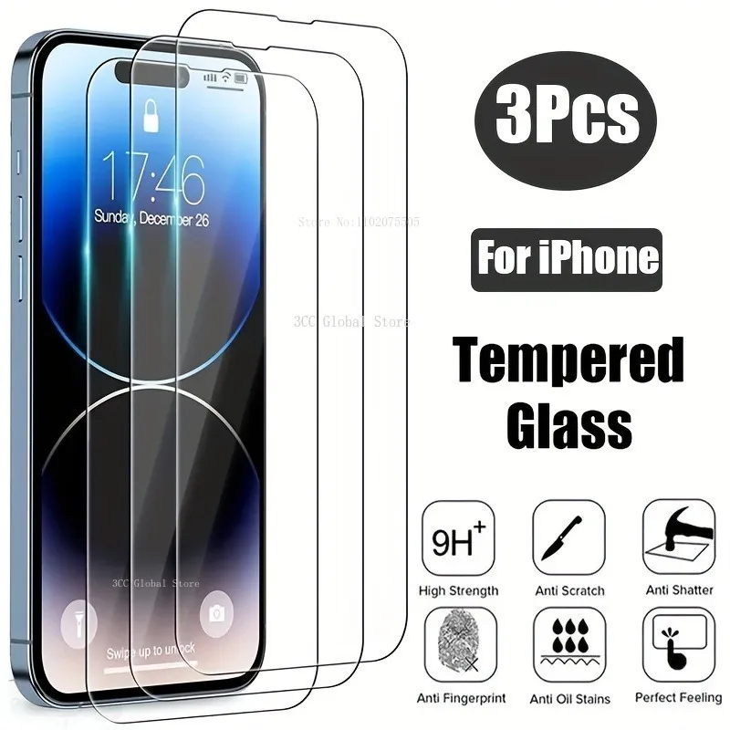 

Защитное стекло, закаленное стекло для IPhone 11 Pro 12 13 Mini 14 15 Pro Max 12 13 Pro Max 7 8Plus XR XS Max, 3 шт.