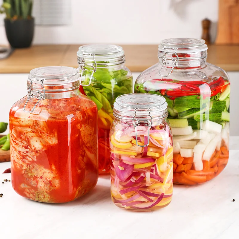 Chinese style creative pickle jar glass sealed jar Sichuan pickle  pepper hot cabbage pickle jar household kitchen storage jar 3