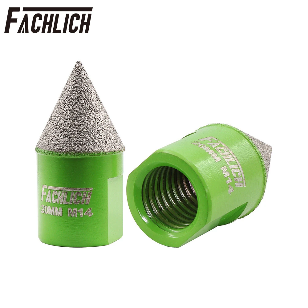 FACHLICH 2pcs Dia20mm Diamond Chamfer Bits M14 Thread Tile Milling Bits