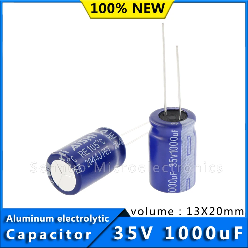 

10Pcs 35V 1000UF 13*20 13x20mm Aluminum Electrolytic Capacitors 1000uf 35V High Frequency Low Resistance Electrolytic Capacitors