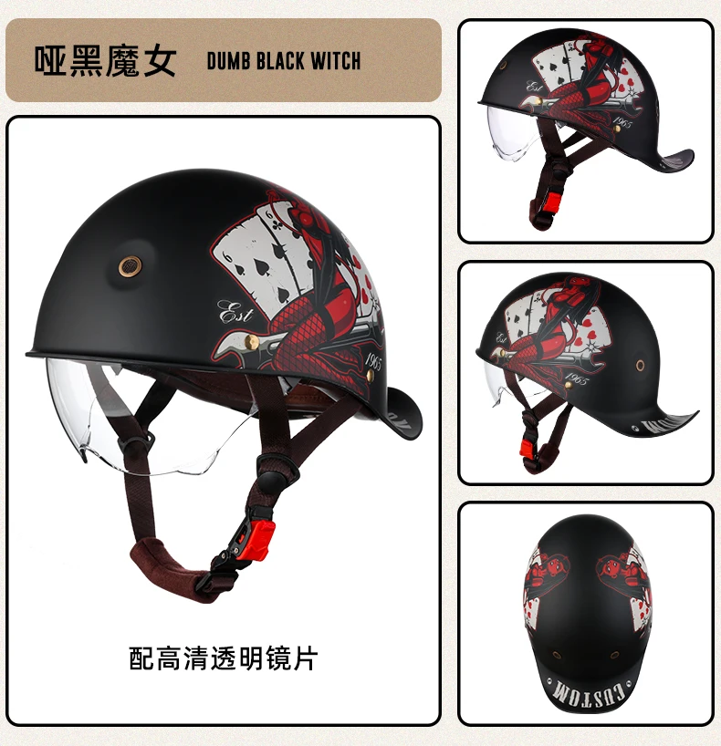 Retro Half Scooter Helm Baseball Cap Sicherheit für Motorrad Vintage Elektro fahrrad Motorrad klassische Mode Helme – Detail 11