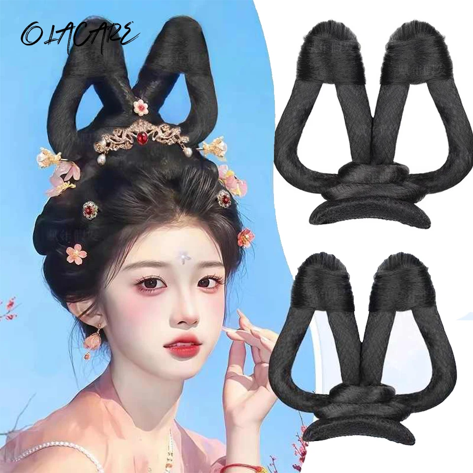 Synthetic Chinese Princess Hair Bun Cosplay Wig For Women