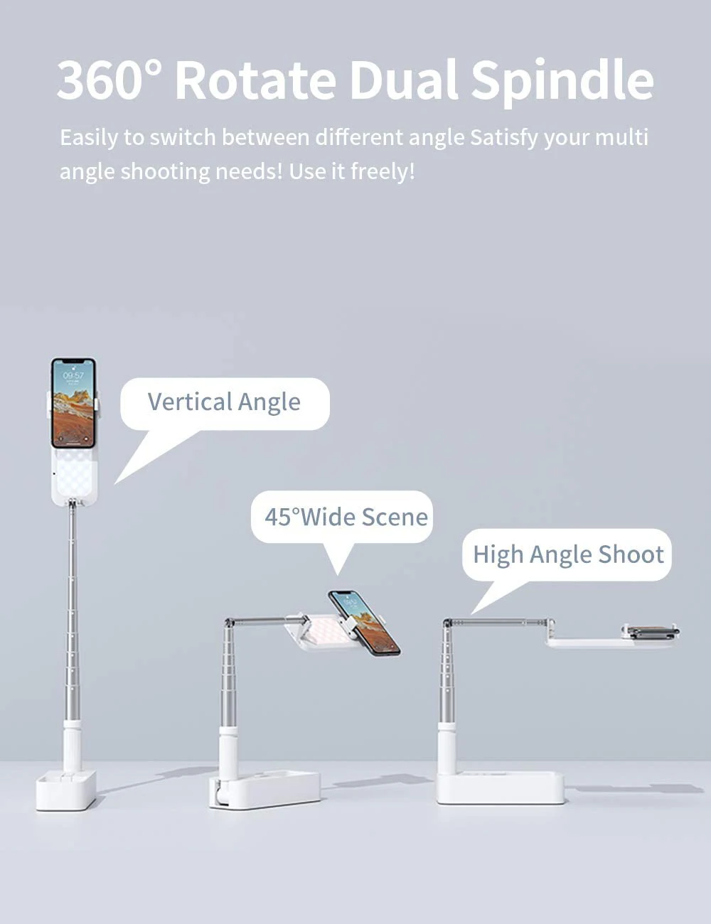 Sports Camera Selfie Stick Selfie Stick Tripod Cell Phone Selfie Stick Smartphone Selfie Stick Selfie Stick Phone Selfie Tripod Extendable Selfie Stand 360&deg; Rotation Phone Holder Rechargeable Wireless Foldable 7 LED Fill Light for Live Video Recording