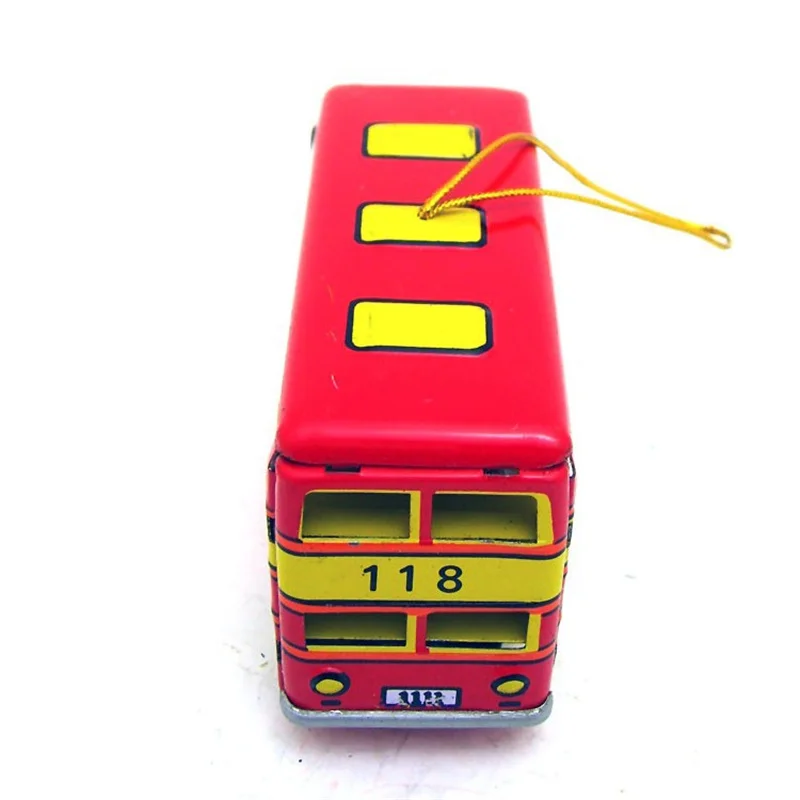 Retro Clockwork Wind Up Toy 8.5x3.2x4.2CM Vintage Bus Pendants Mechanical Tin Toys For Home Bar Decor Collection Gifts
