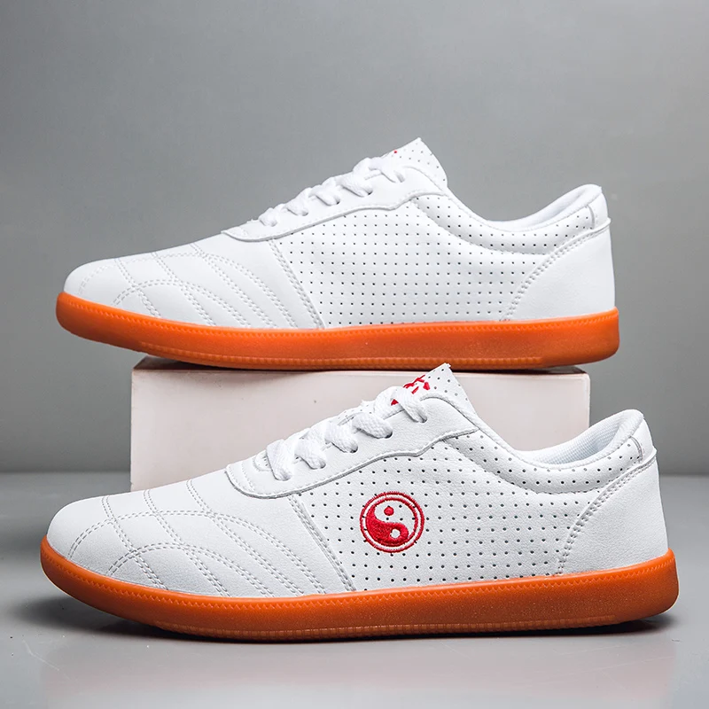 Martial Arts Shoes Breathable Martial Arts Shoes Leather Couples Tai Chi Shoes Wear-Resisting Low Top Sneakers Comfortable Bagua