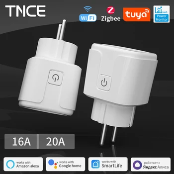 TNCE Tuya WiFi/Zigbee Smart Plug 16A/20A EU Smart Socket With Power Monitoring Smart Life APP Remote Control Support Google Alex