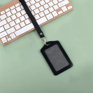 Premium PU Leather Card Holder & Lanyard - Versatile Badge and Card Organizer
