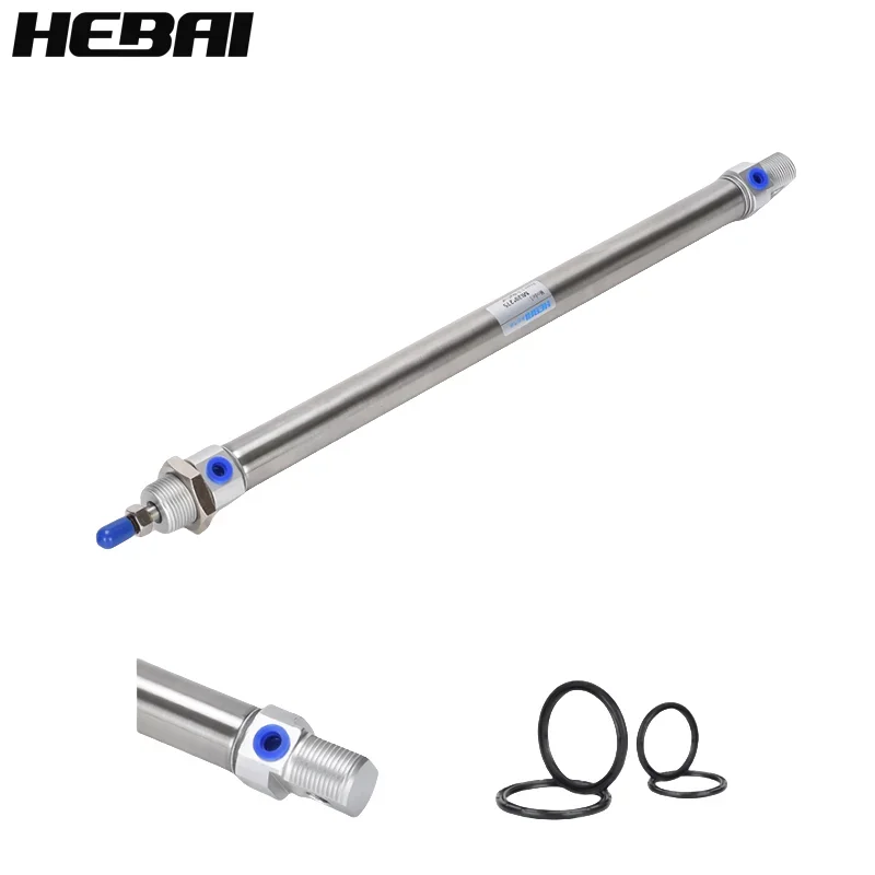 HEBAI 소형 스테인레스 스틸 미니 실린더, 공압 실린더, MI/CD85N 보어, 10mm, 12mm, 16mm, 20mm, 25mm 스트로크, 5-300mm