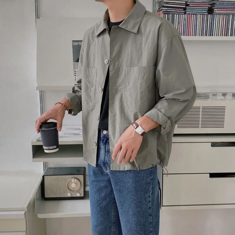 Casual Shirt, Long Sleeved Jacket, Men's 2023 Autumn New Korean Version Loose and Luxurious Lapel Jacket