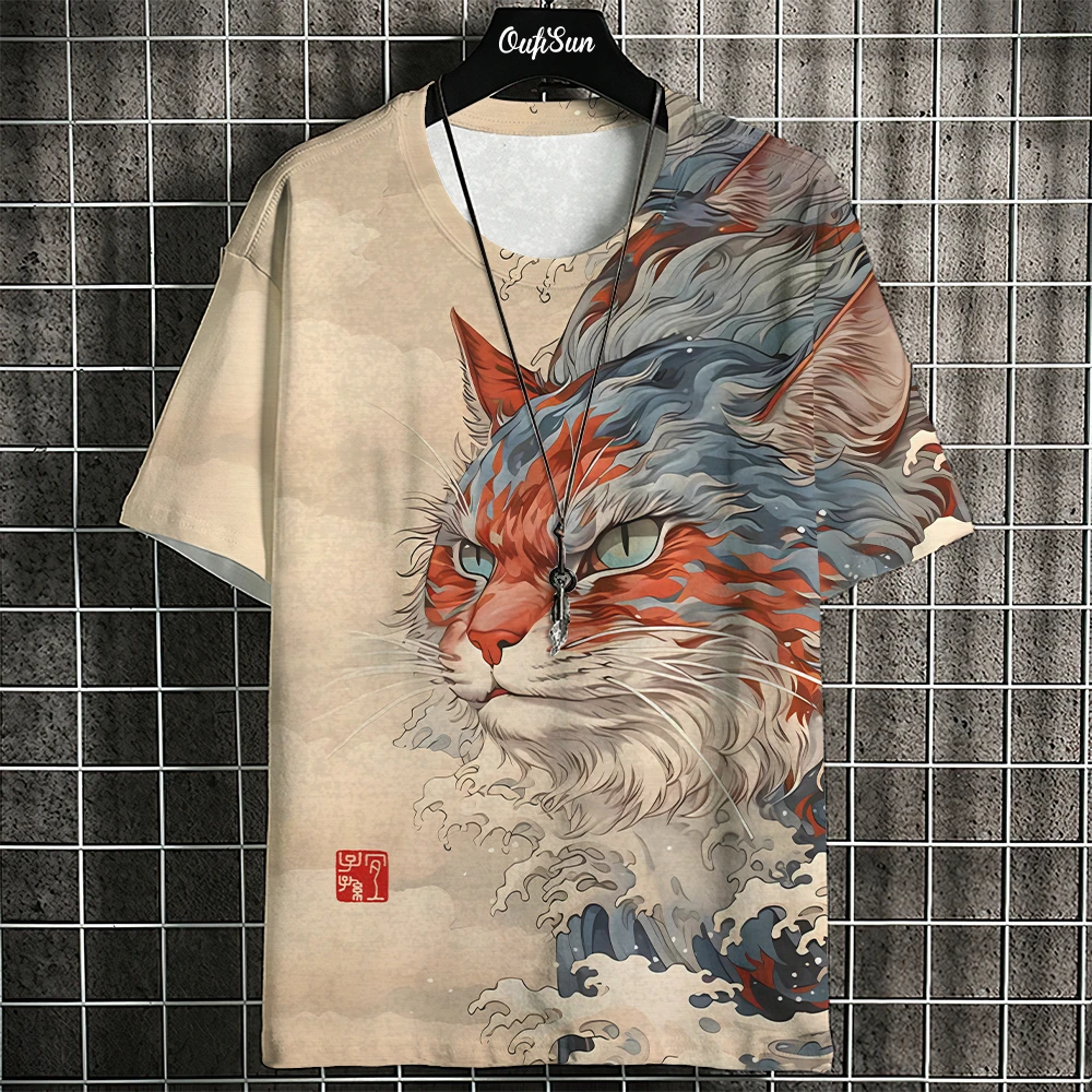 

Summer Short Sleeve Harajuku Print Aniam T Shirt For Men O-Neck Oversized Pullover Fashion Streetwear Fashion Men‘s Clothing