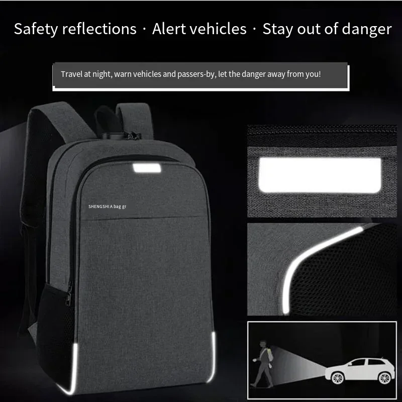 Men's Business Backpacks Wear-resistant Urban Bagpack for Laptop 15.6 Inch Multifunctional Travel Rucksack with Headphone Jack