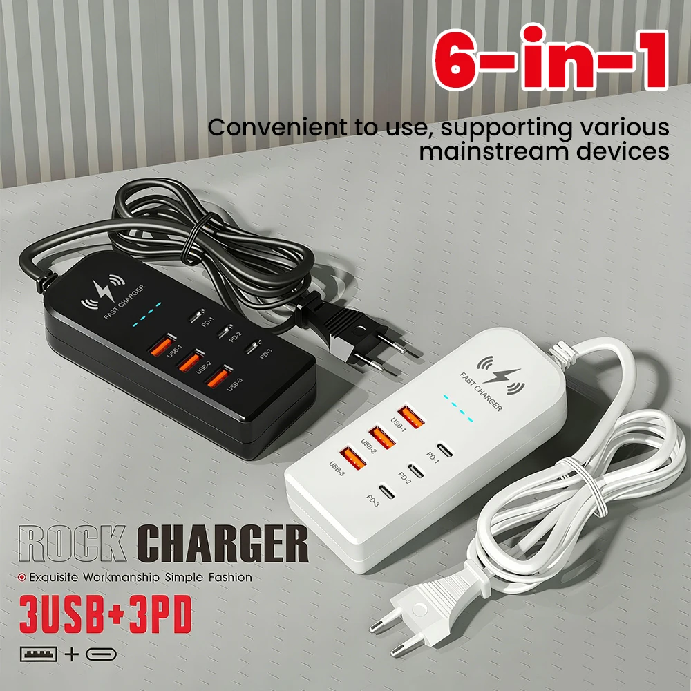 Universal Fast Charging Power Strip with USB and Type C Ports