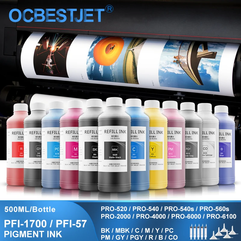 Tinta do Pigmento de 500ml para Canon Pfi1700 Pfi1700 Pfi57 Pfi57 Pro-520 Pro-540 Pro-540s Pro-pro-560s Pro2000 Pro4000 Pro6000 Pro-6100