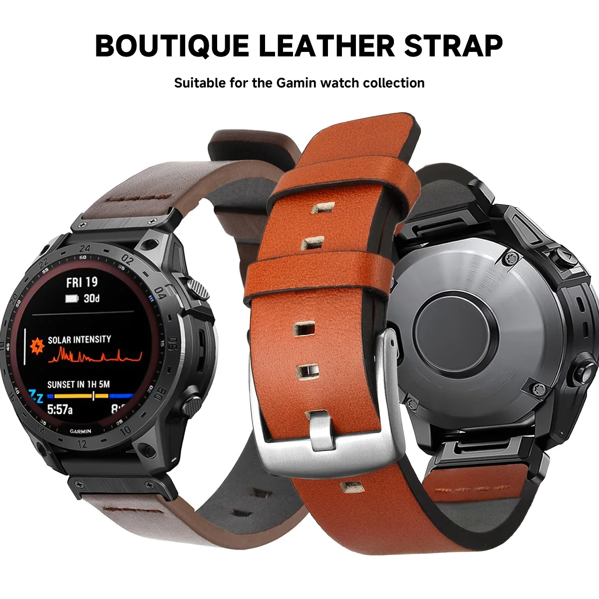 Quick Fit Leather Strap, 26mm/22mm Adjustable Band
