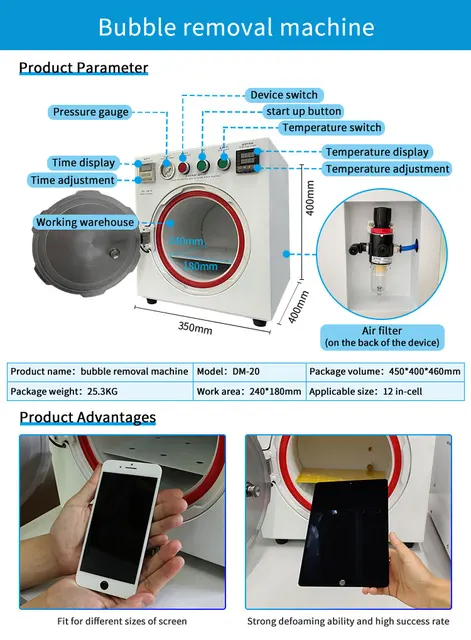 Mini Autoclave Bubble Remover OCA Adhesive Sticker Highquality LCD