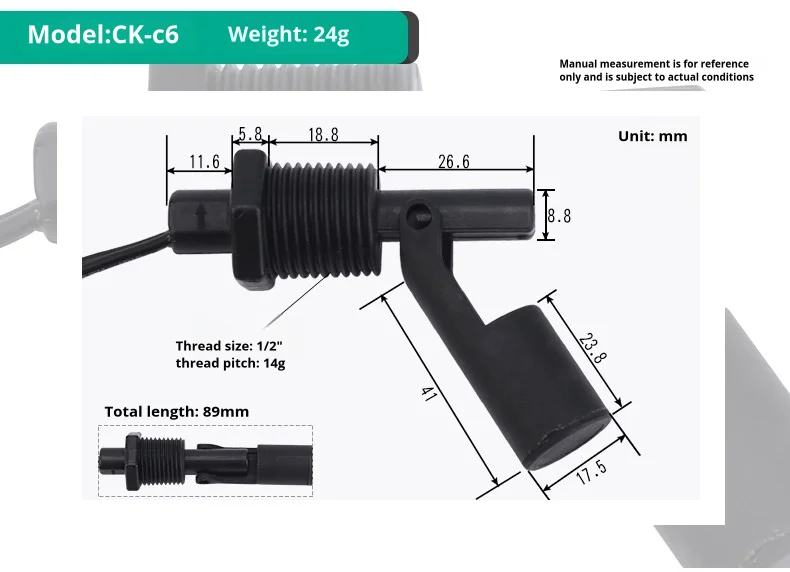 Automatic Liquid Level Control Switch Side-Mounted Corrosion-Resistant PP Plasti