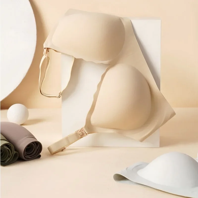 Front Open Nursing Bra Maternity Jelly Gel Laser Cutting Seamless Underwear Ultra Thin Breastfeeding Bra For Pregnant Women 3