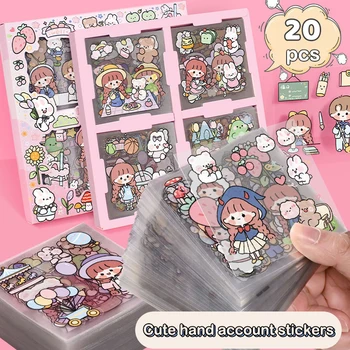 20 adesivi adorabili per scrapbooking a tema cartoni animati per decorazioni fai da te, forniture di cancelleria con motivi in PET