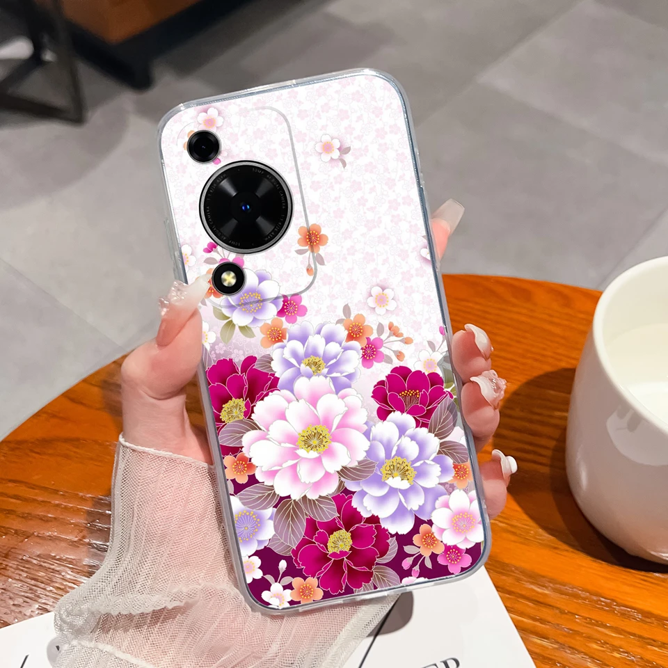Cute Bear Flower Clear Protective Anti-Drop Phone Case - Soft TPU Cover
