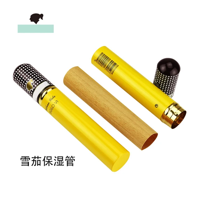 1Pc Cigar Tube Humidor Aluminum Portable Waterproof Travel Cigar Tube Holder Cedar Wood Lined Moisturizing Cigar Accessories - Image 6