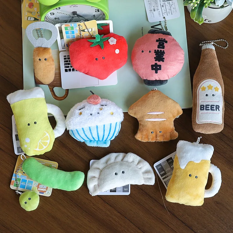 

Yell Izakaya Plush Toys Keychain Gashapon Japanese Sushi Beer Rice 10Cm Kawaii Anime Stuffed Plushie Soft Dolls Kids Gift