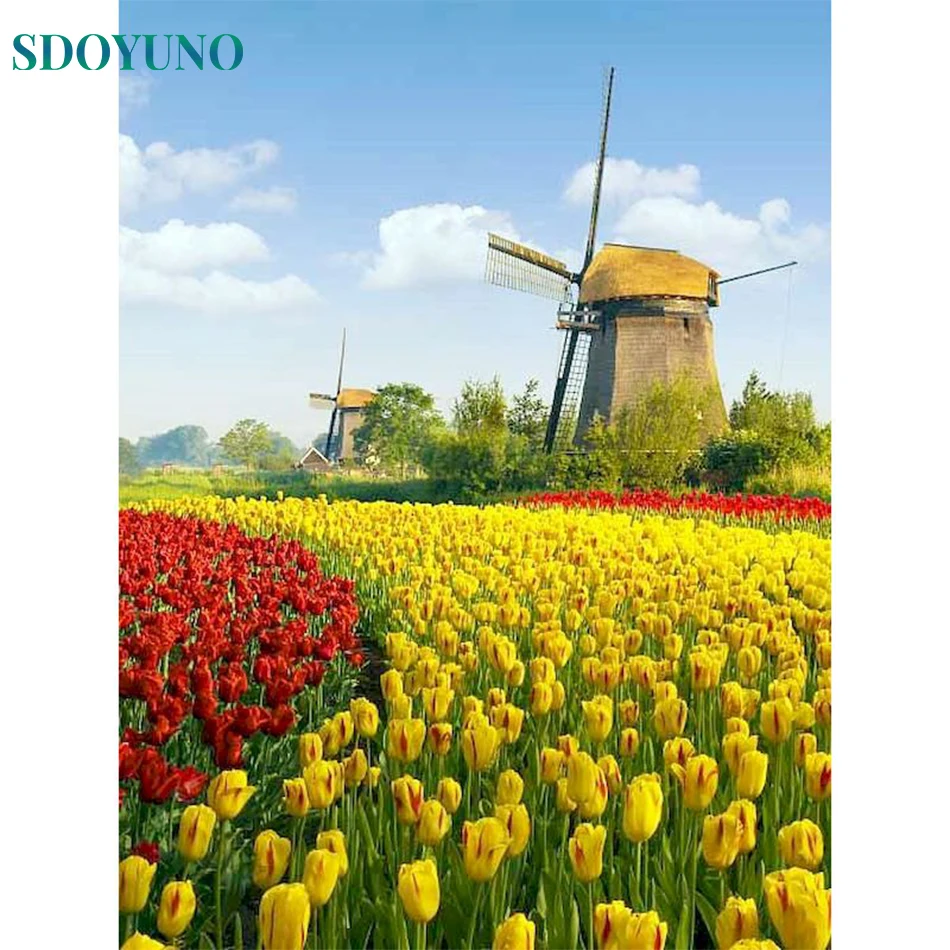 

SDOYUNO 20x30cm Paints By Numbers SunFlower DIY Craft Kits On Canvas Handmade Picture Drawing Coloring By Number Home Decor