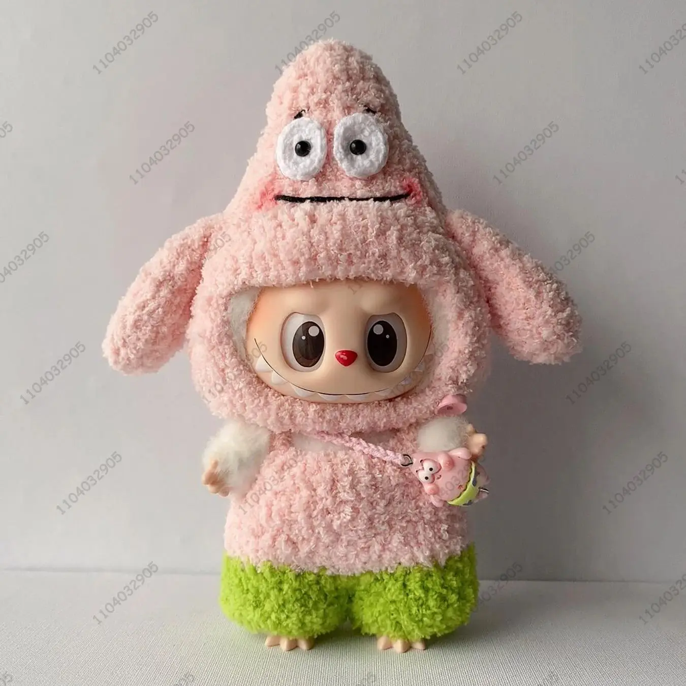 Labubu The Monsters Sponge Bob Patrick Star Costume Hand Knitted Clothes 1：1 Original Replica Vinyl Doll Action Figure Gift