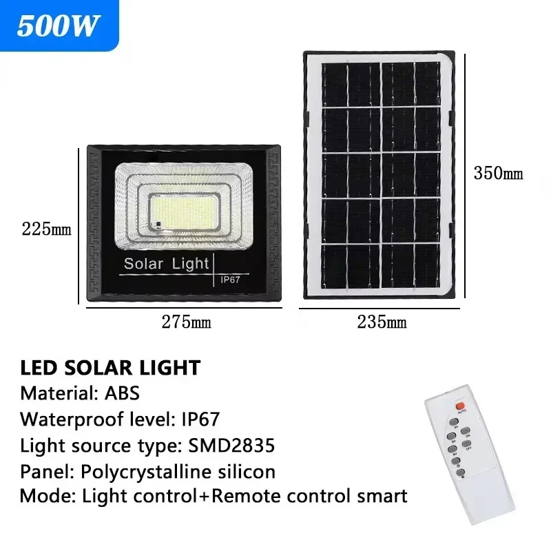 30/50/100/200/300/500W Solar Outdoor Lights High Brightness Waterproof Street Lamp Led Powered Sportlight with Remote Control 6