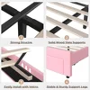 Twin Size Bed Frame with Storage Drawer, LED Lights, Adjustable Headboard with Velvet Crystal Button, Upholstered Platform Bed 6