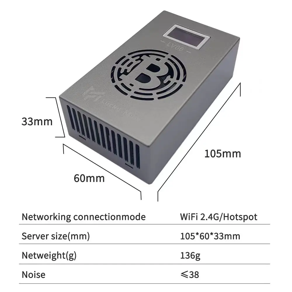 사일런트 채굴 기계 BTC 채굴기, LV06 와이파이 504GH/S BM1366 SHA256 BTC BCH BSV DGB 럭키 채굴기 v6 암호화 채굴기