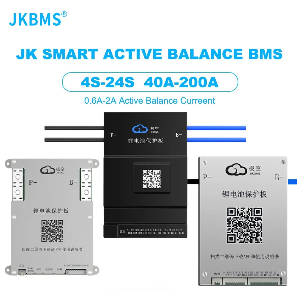 Active balancer BMS JK-B2A24S20P for 24S LiFePO4 batteries.