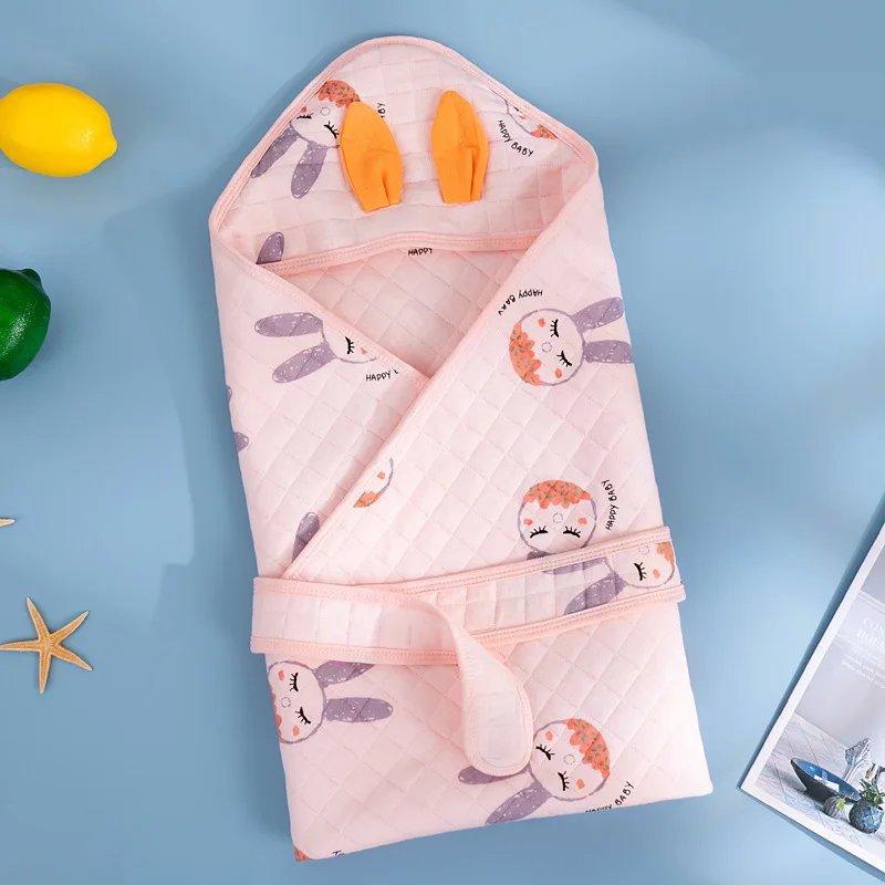 

1Piece Hooded Newborn Swaddle Cloth Breathable Anti-jump Wrap Blanket Spring Autumn Thin Cotton Cartoon Baby Sleeping Bag