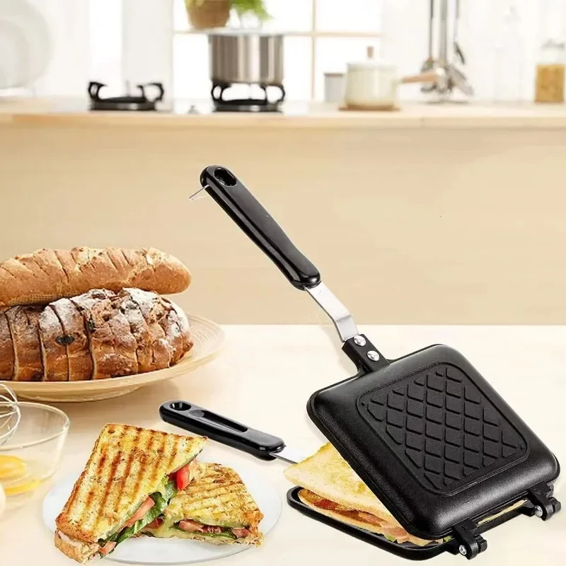 

Gas Non-Stick Sandwich Maker Iron Bread Toast Breakfast Machine Waffle Pancake Baking Barbecue Oven Mold Mould Grill Frying Pan