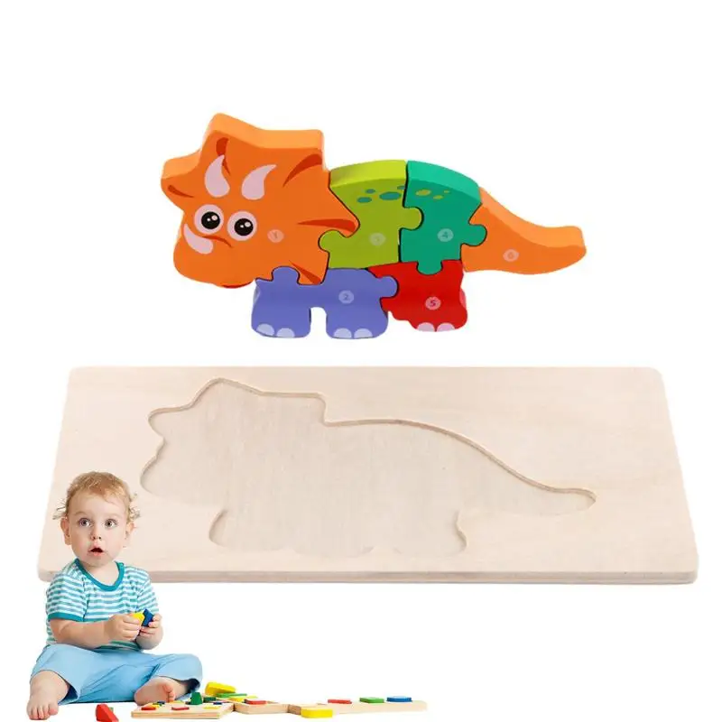 

Dinosaur Jigsaw Puzzle 3D Wooden Toys Puzzles Cartoon Animal Stacking Learning Toys Dinosaur Toy Gift For Kids Boys Christmas