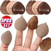 Mini Finger Powder Puff Set Super Soft Brown Dry Wet Use Velvet Cosmetics Powder Puffs Foundation Concealer Air Cushion Sponge 3