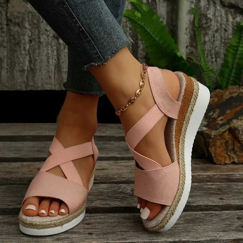 Fashion Wedges Shoes for Women 2024 Summer Platform High Heels Sandalias Mujer Thick Bottom Ankle Strap Gladiator Shoes Woman