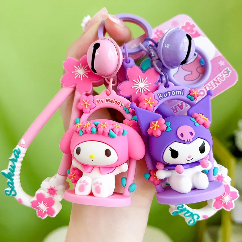 

Брелок для ключей Sanrio Kuromi Cinnamoroll, подвесной держатель для ключей в виде мелодии, для автомобиля
