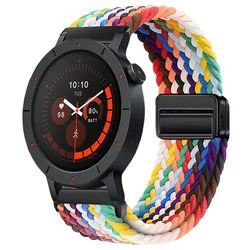 Nylon Braid Sport Strap - 22mm Magnetic Breathable Bracelet Wristband for Width 22mm (Official rainbow)