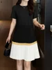 2026 ZANZEA Elegant Pleated Dresses Women Summer Dress Stylish Splicing Party Sundress Casual Short Sleeve Work Knee-length Robe
