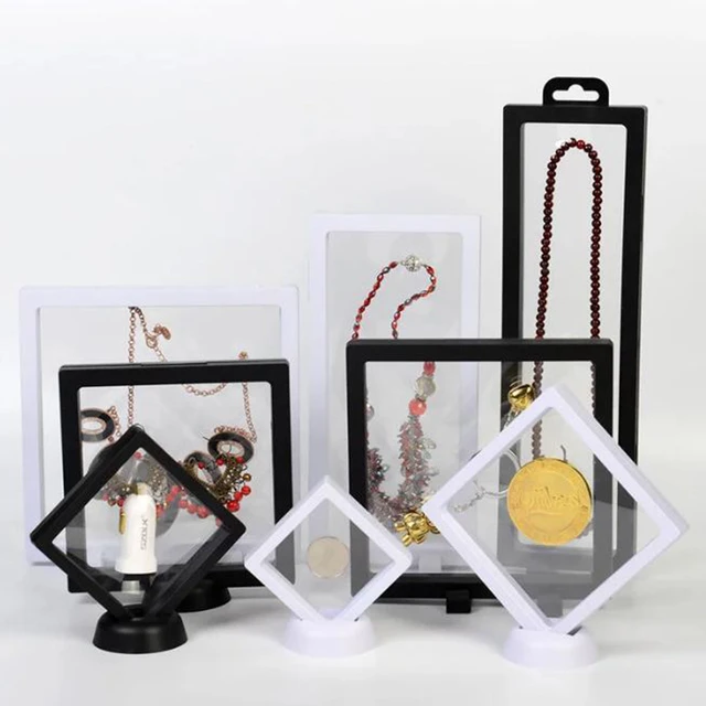 5/10pcs Display Box 3D Floating Frame Holder Stand Box Clear Jewelry Ring  Coin Display Case Necklace Display Holder - AliExpress
