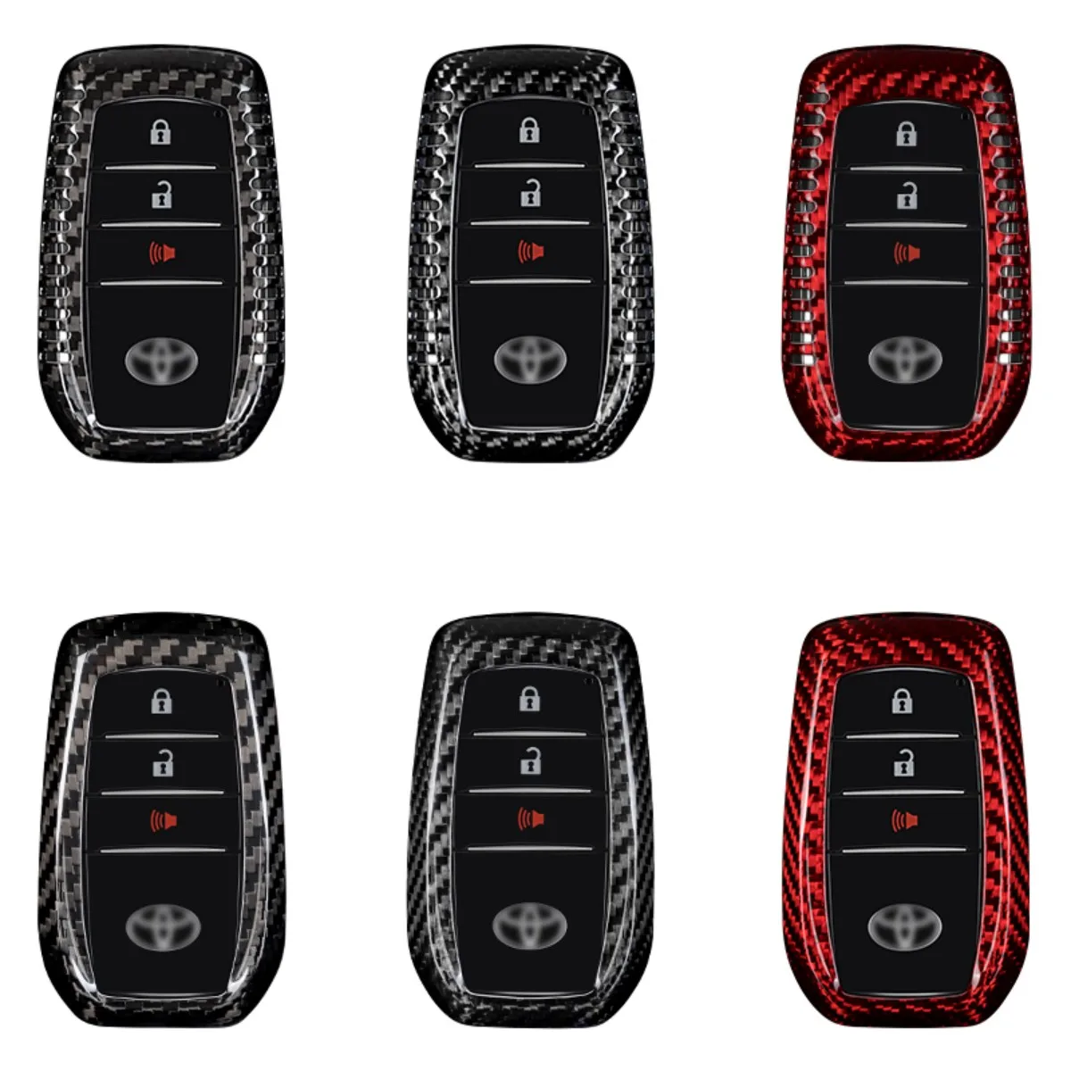 

Чехол для автомобильного ключа из углеродного волокна T-carbon для Toyota Camry Hybrid Land Cruiser Alphard Hillix Highlander RAV4