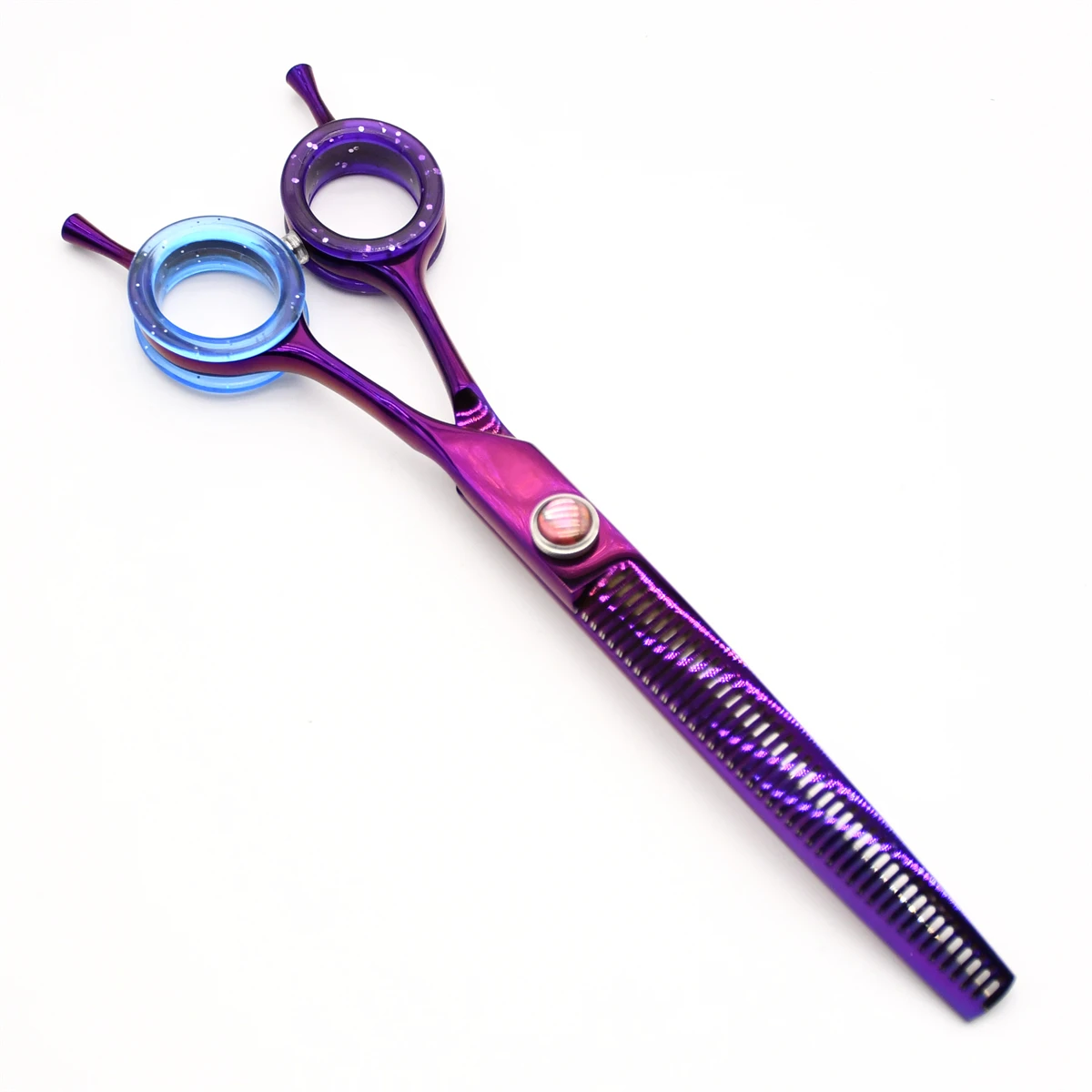 Dog Grooming Scissors Japan Stainless 7" Professional Pet Scissors Purple Down Curved Chunker for Groomer