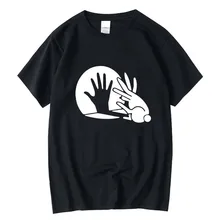 

Men's High Quality T-shirt 100% cotton Funny hand shadow print short sleeve tops tshirts loose cool men o-neck t-shirt male tees