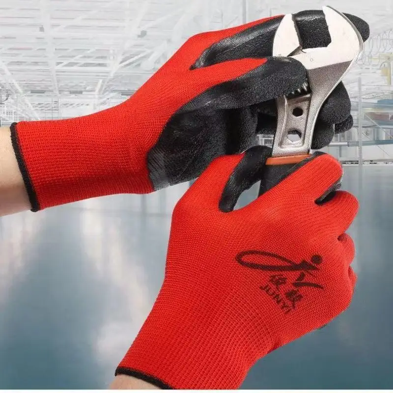 Work Gloves Gardening Gloves 12 Pairs Work Gloves Crinkle Latex Coated Gloves Lightweight Fine Grip Ideal for Light Duty Work Garden Mechanism Construction