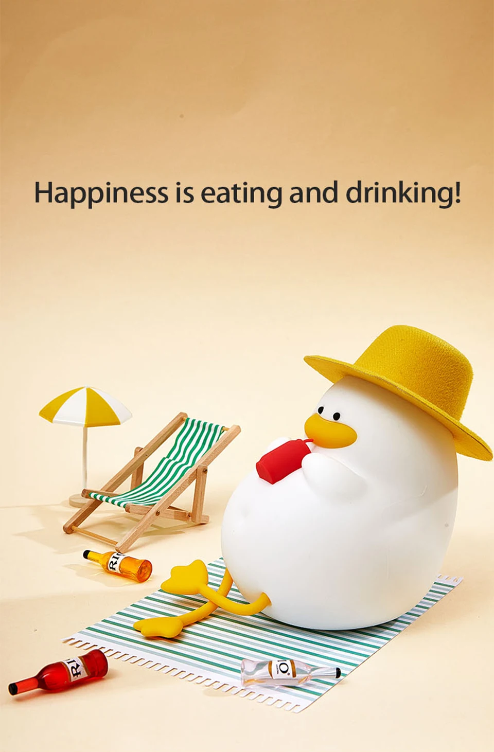 Cute Kids Happy Duck Night Light USB Rechargeable Lamp Silicone Pating Lamp Color Changing for Baby Bedside Room Home Decor Gift