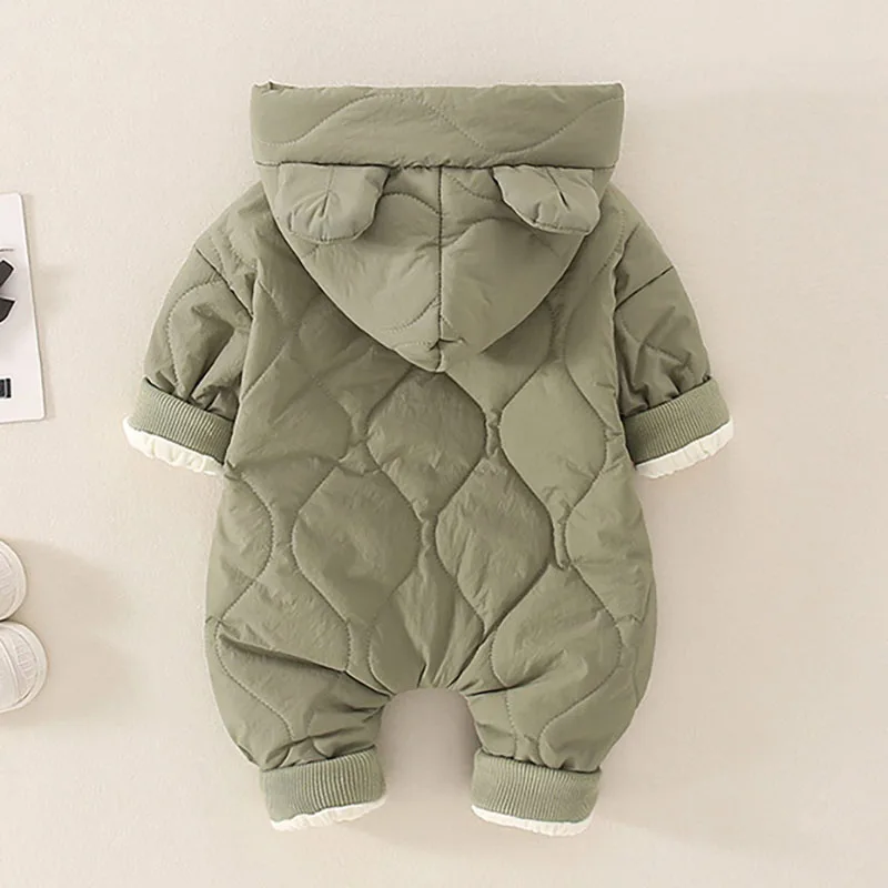 Baby Fur Lined Hoodie Romper Jumpsuit