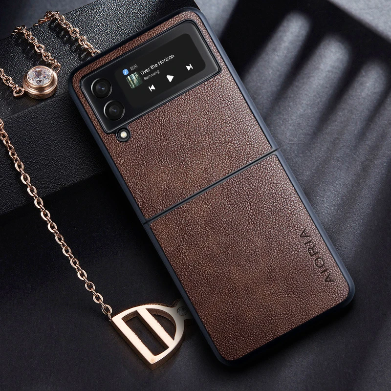 samsung flip3 case Business Thin Leather Case for Samsung Galaxy Z Flip 3 5G Flip4 Flip 4 Flip3 Anti-Slip Folding Phone Bag Cover Funda samsung galaxy z flip 3 5g case