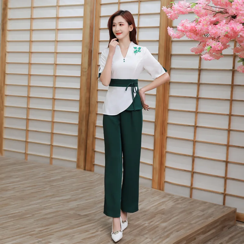 

Spa Uniforms Women Workwear Beauty Clothing Beautician Work Clothes Beauty Salon Tattoo Artist Uniform 2pcs Set Wholesale S-4XL