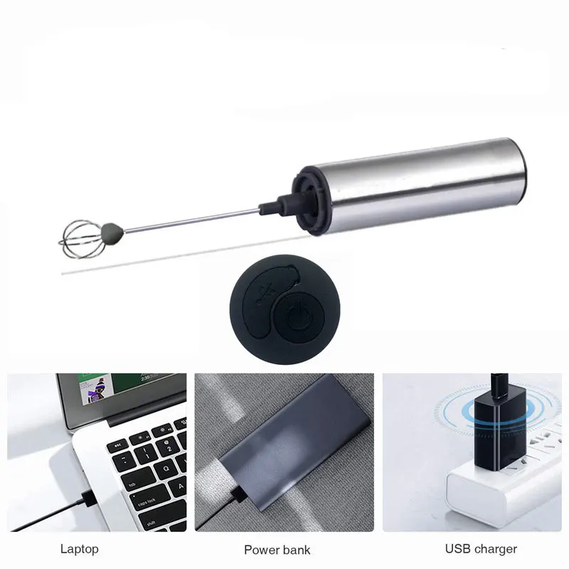 Mini Portable USB Rechargeable Electric Milk Frother Foam Maker Handheld Foamer High Speeds Drink Mixer Frothing Wand for Coffee images - 6